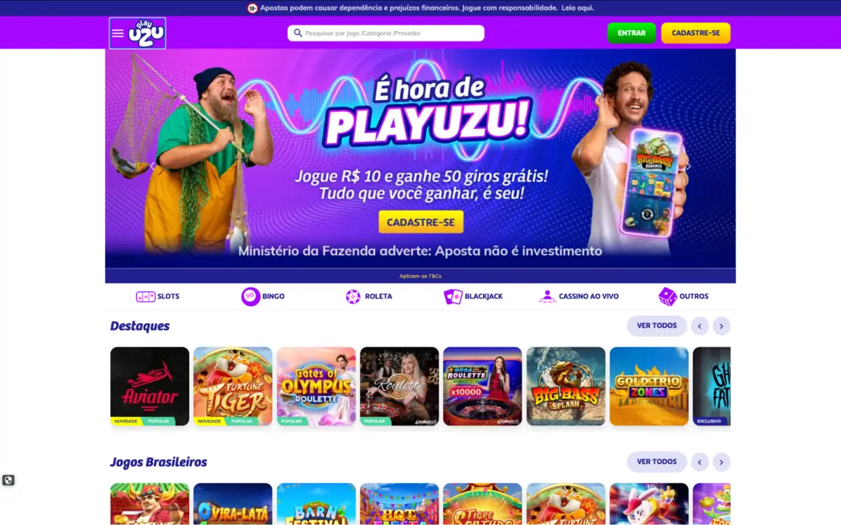 PlayUZU – Jogue R$10 e ganhe 50 giros grátis