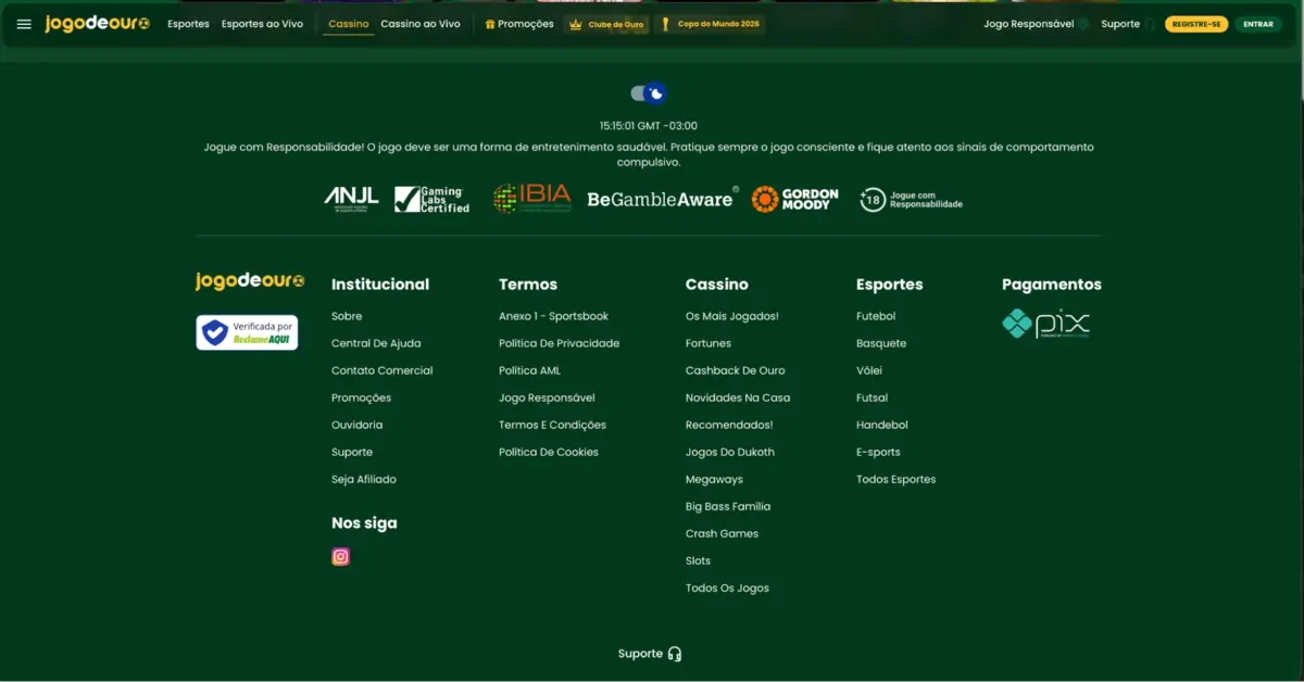 Jogo de Ouro certificações