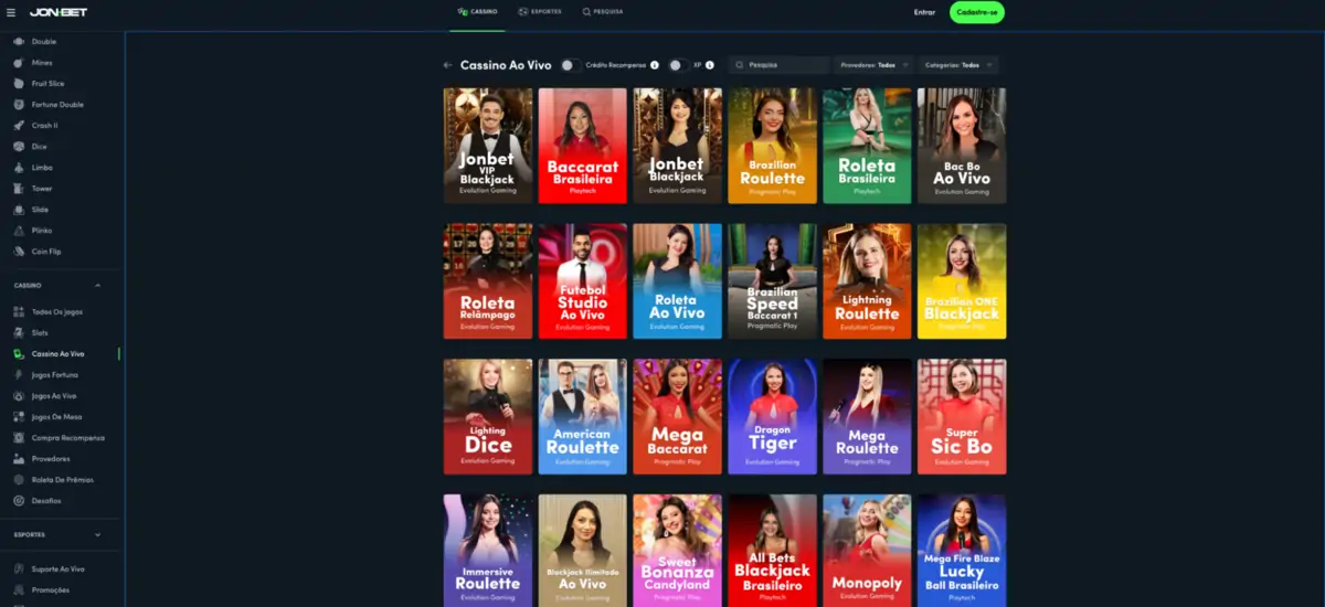 Jonbet cassino ao vivo