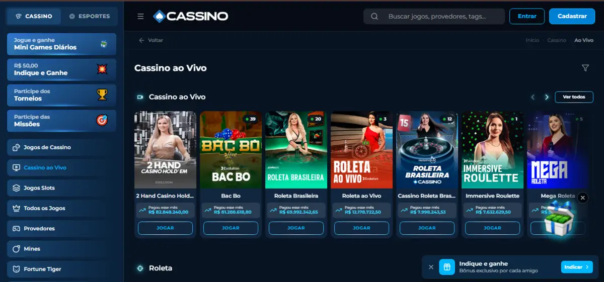 Cassino Bet ao vivo