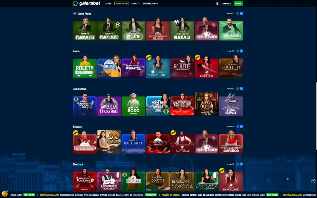 Galera Bet - Roleta, Blackjack, Baccarat Galera Bet - Cassino ao Vivo