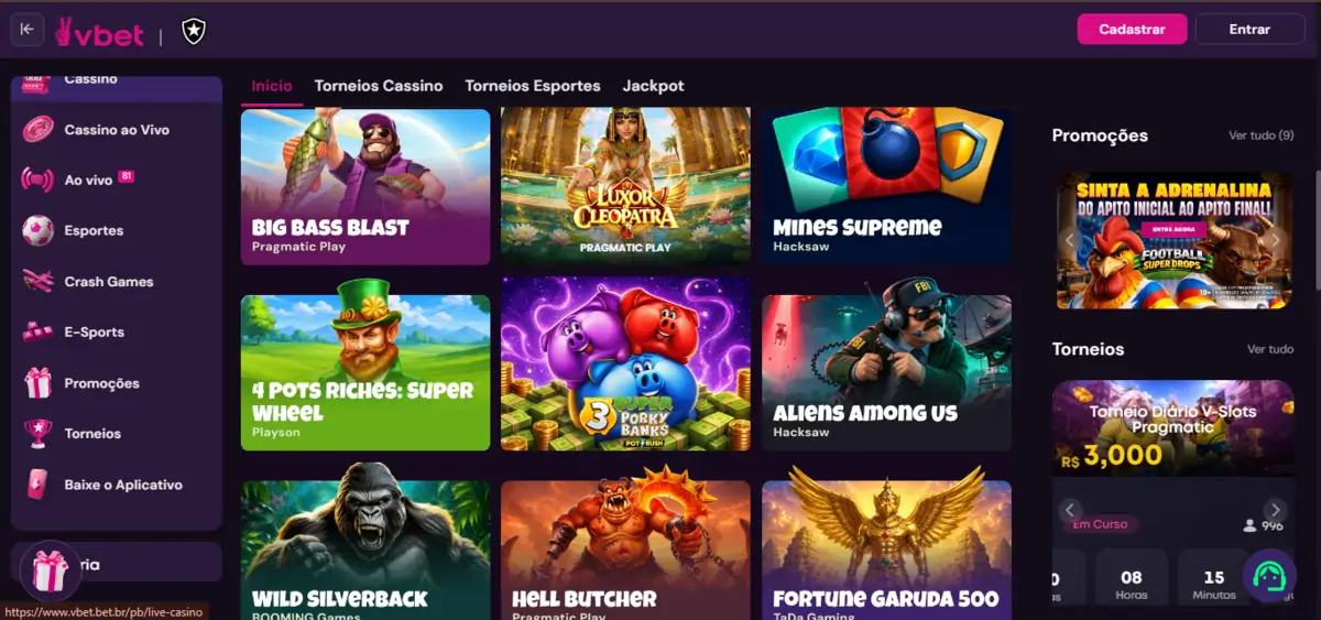 VBet- slots e jogos disponíveis