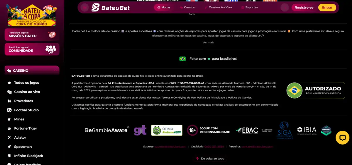 BateuBet - página inicial