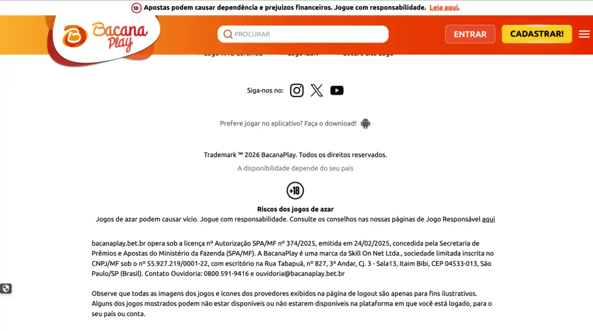 BacanaPlay - site oficial