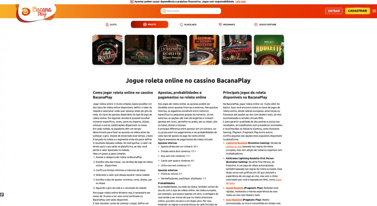 BacanaPlay - jogos de roleta online