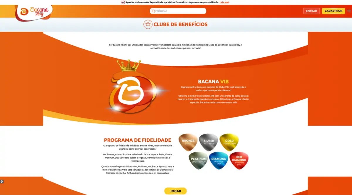 BacanaPlay - programa de fidelidade VIB
