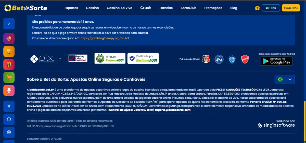 BetDaSorte - licença e regulamentação