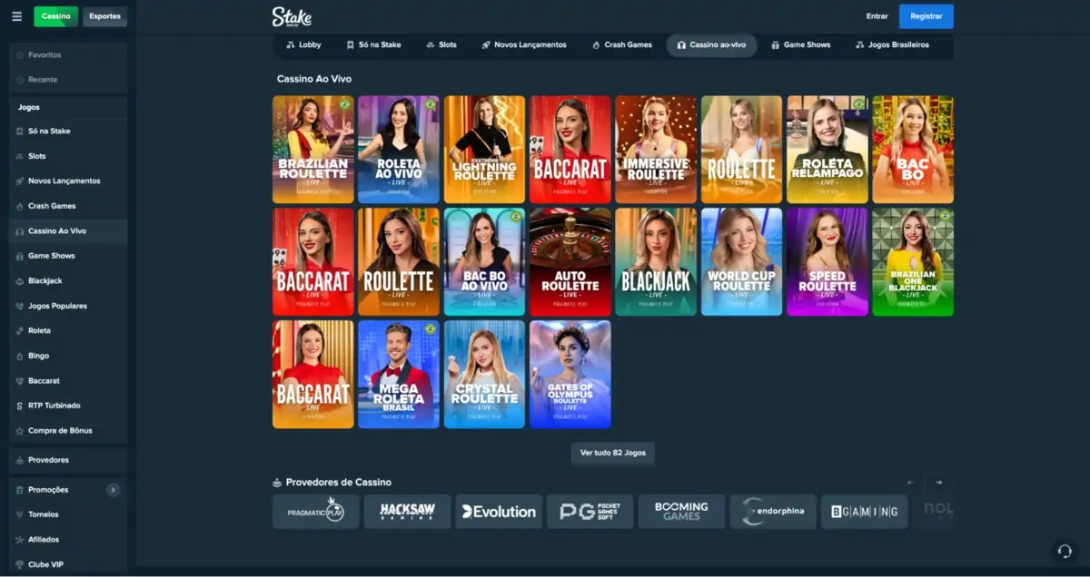 Stake Cassino - mesas ao vivo com dealers