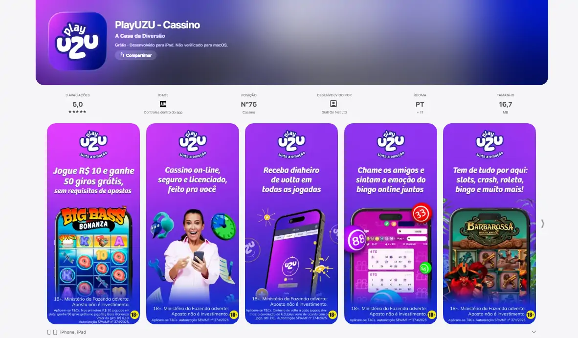 PlayUZU cassino móvel