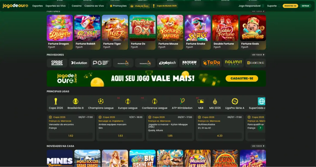 Jogo de Ouro - casa com Pix a partir de R$1