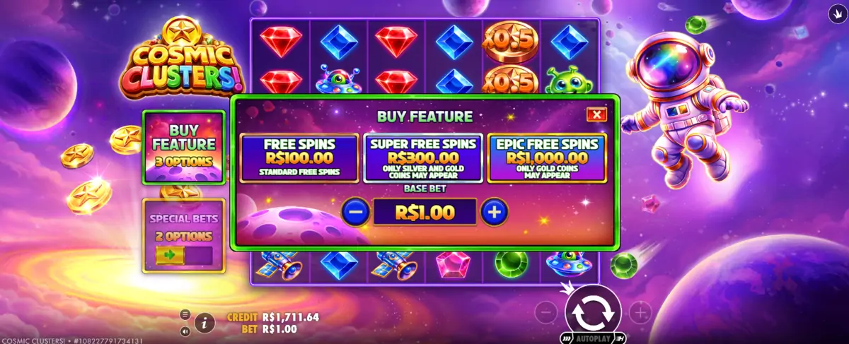 Cosmic Clusters demo grátis Cosmic Clusters bonus