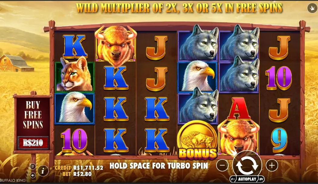 Buffalo King da Pragmatic Play, 4.096 formas em 6 rolos por 4 fileiras