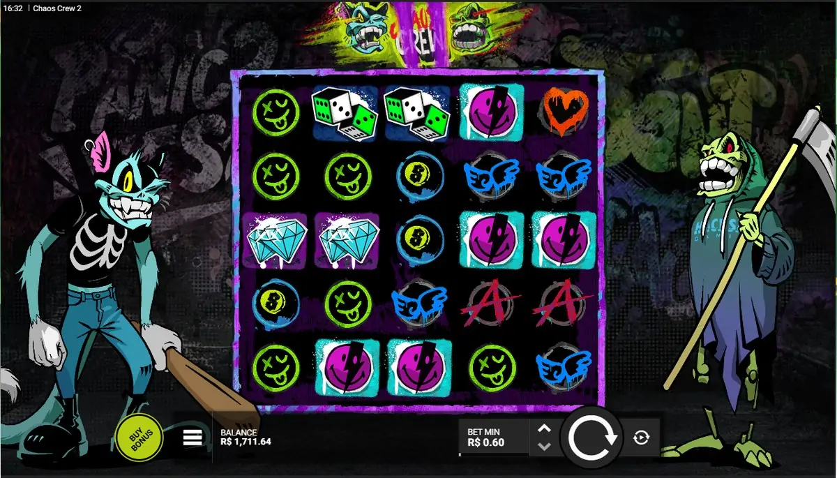 Chaos Crew 2 da Hacksaw Gaming, o slot de 19 linhas com gato multiplicador