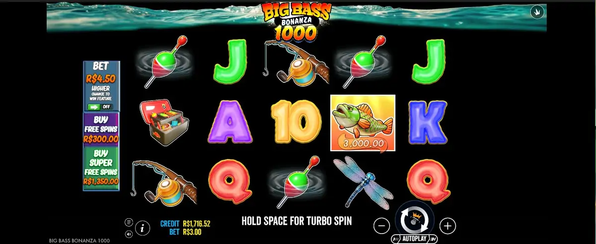 Big Bass Bonanza 1000 demo, 10 linhas de pagamento em 5 rolos por 3 fileiras