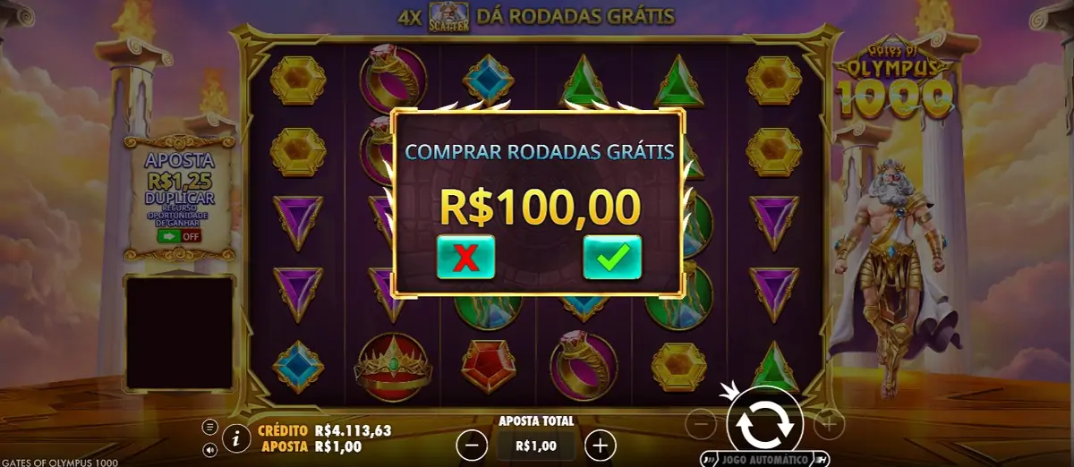 Gates of Olympus 1000, menu de compra de rodadas grátis