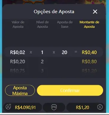 Pinata Wins, opções de aposta