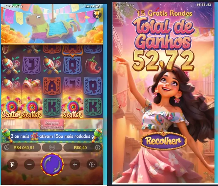 Pinata Wins, rodadas grátis e total de ganhos